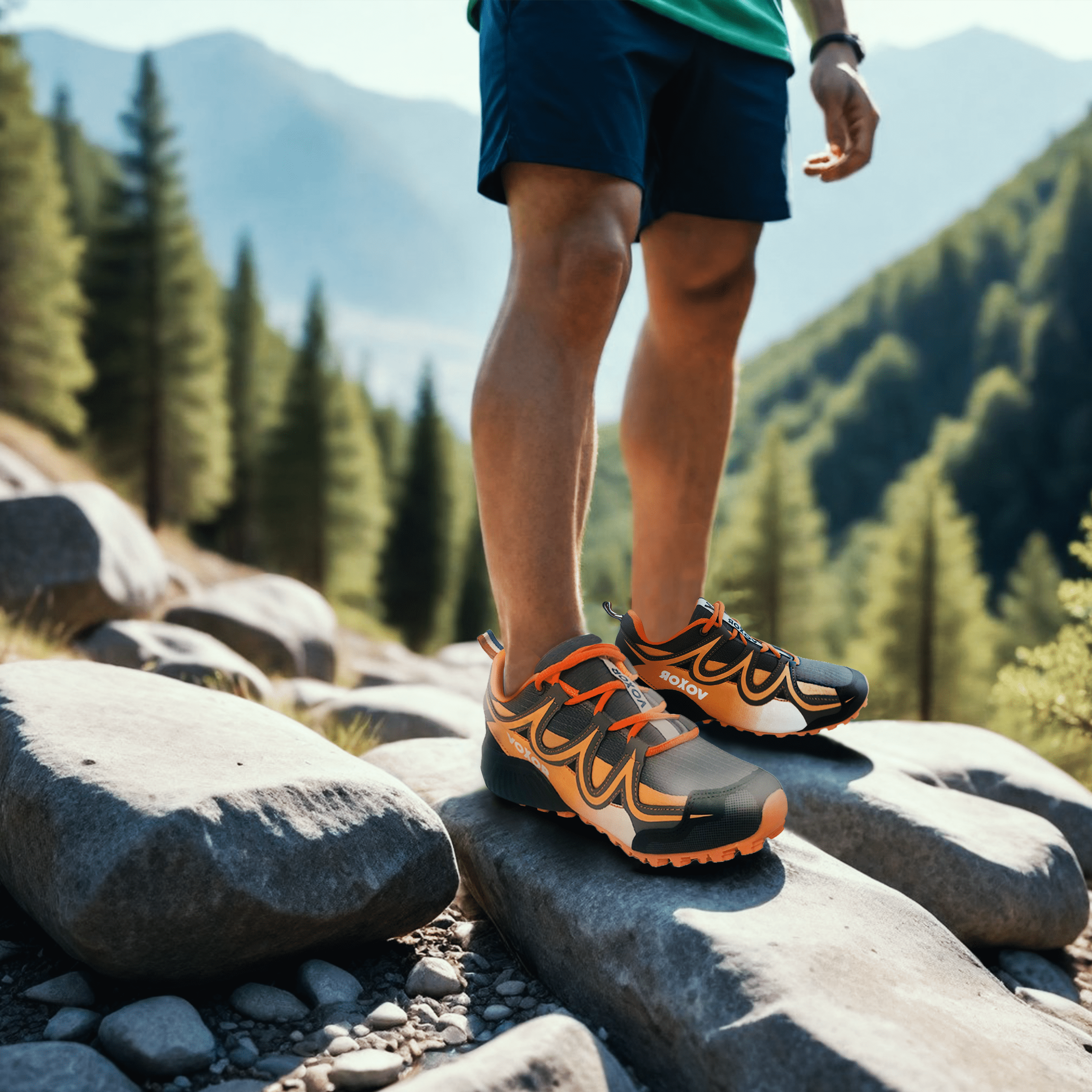 Chaussure Randonnée Ultra-Légère Orange Gris 