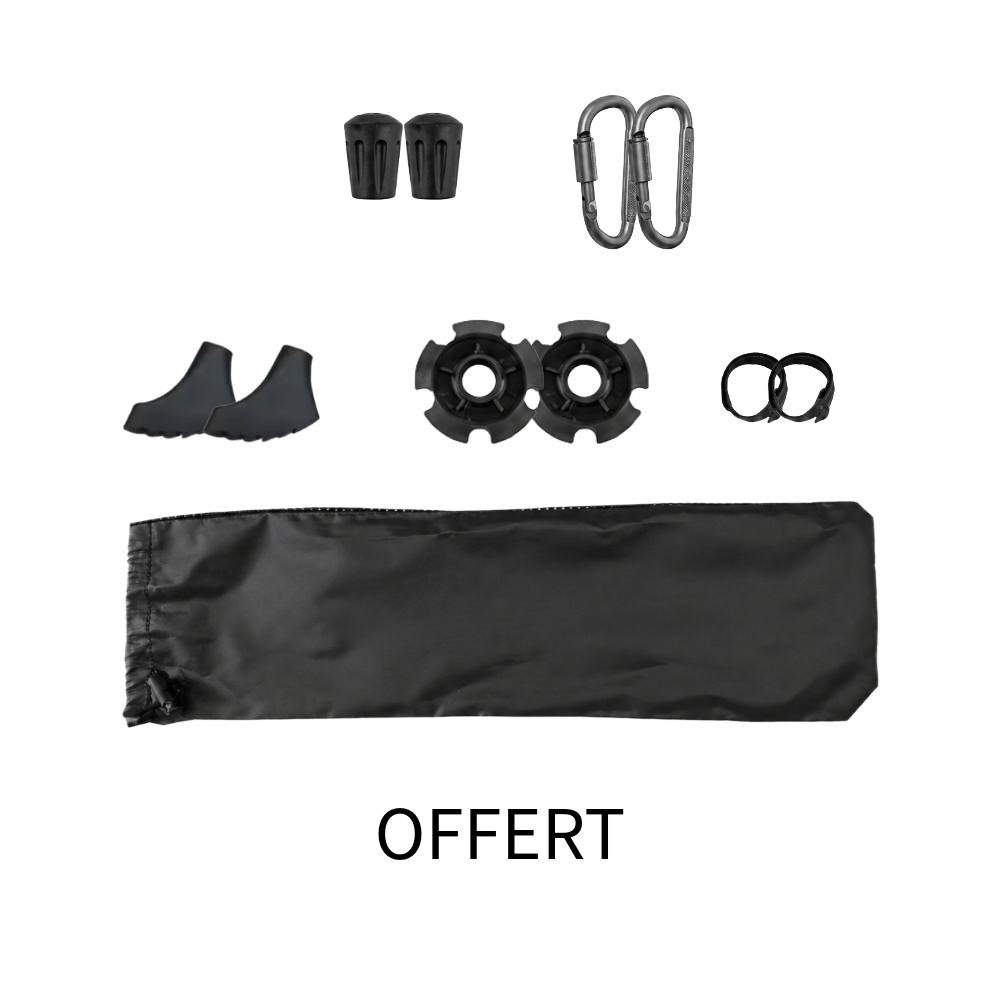 Bâtons de marche nordique Aluminium, pliables SHOCKPROOF noir - VOXOR
