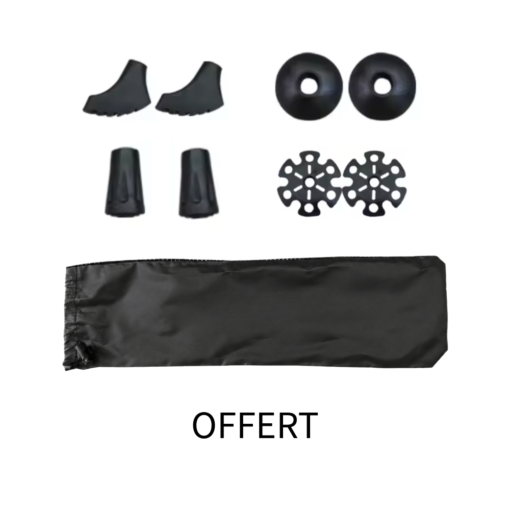 Bâtons de marche nordique Carbone, pliables SHOCKPROOF noir - VOXOR