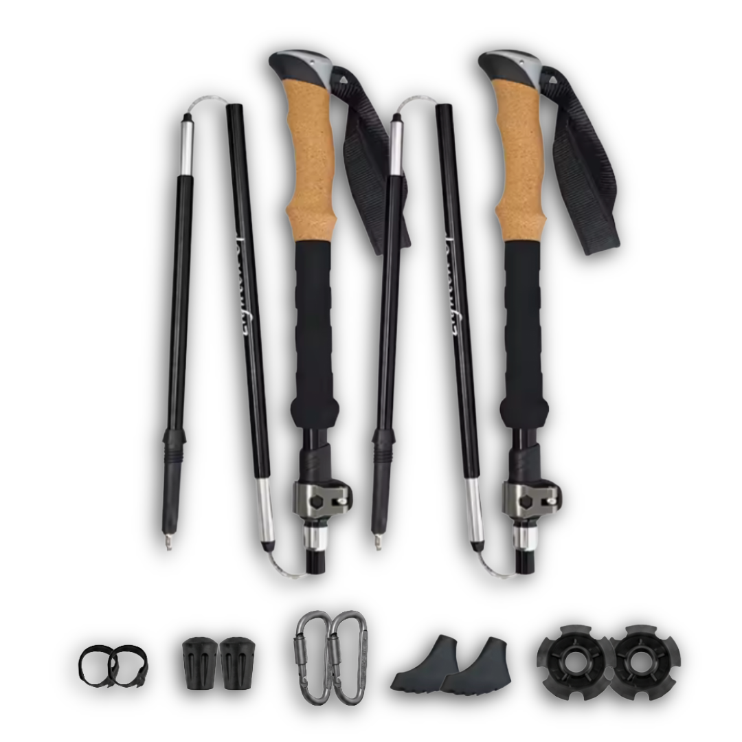 Bâtons de marche nordique Aluminium, pliables SHOCKPROOF noir - VOXOR